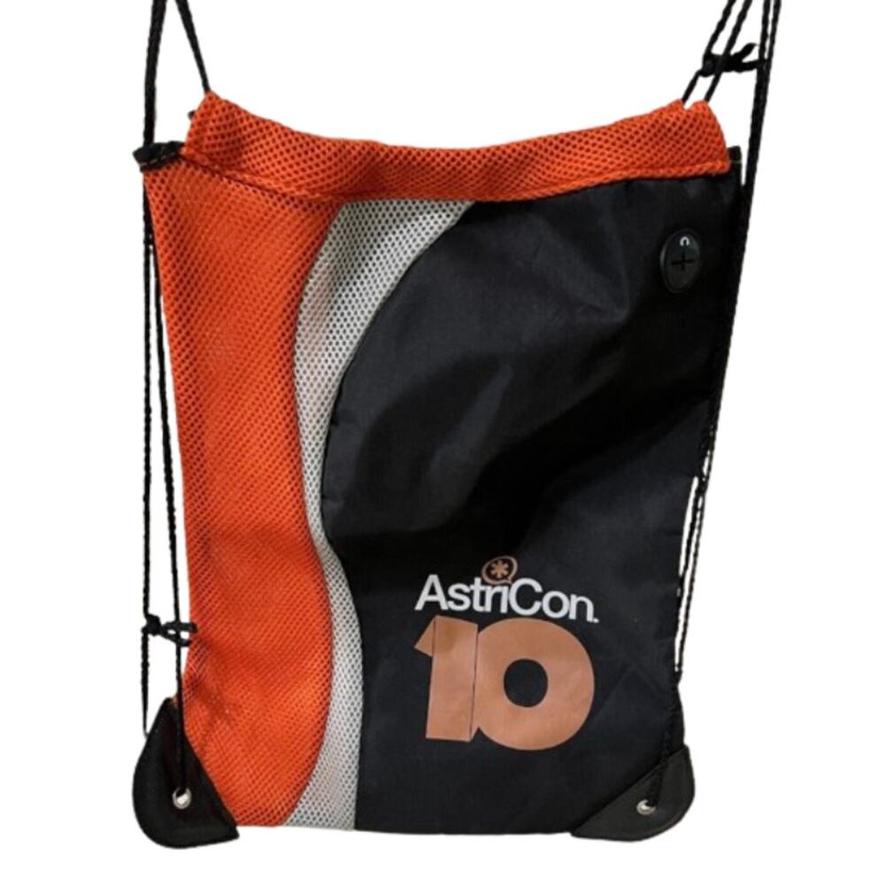 AstriCon Asterisk Contour Logo Drawstring Back Pack Orange Black 14.5"w x 18"h
